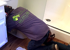 Image of Green Diamond Flooring EMployee working on Floor. 